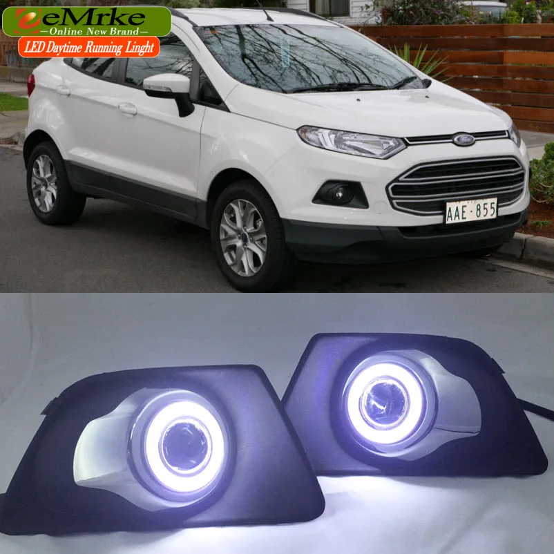 

LED Angel Eyes DRL For Ford Ecosport 2013 2014 2015 2016 2017 Fog Lights Lamp Assembly Day Light Car-stying