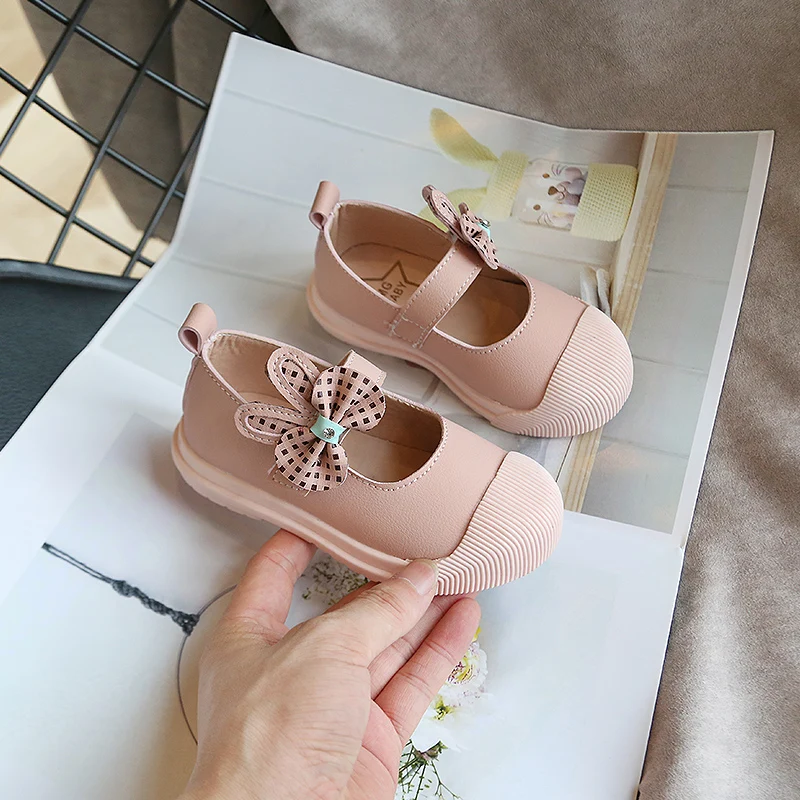 

Обувь принцессы кожаная с бантом для маленьких девочек, милая повседневная обувь на мягкой плоской подошве, весна-осень SMG039