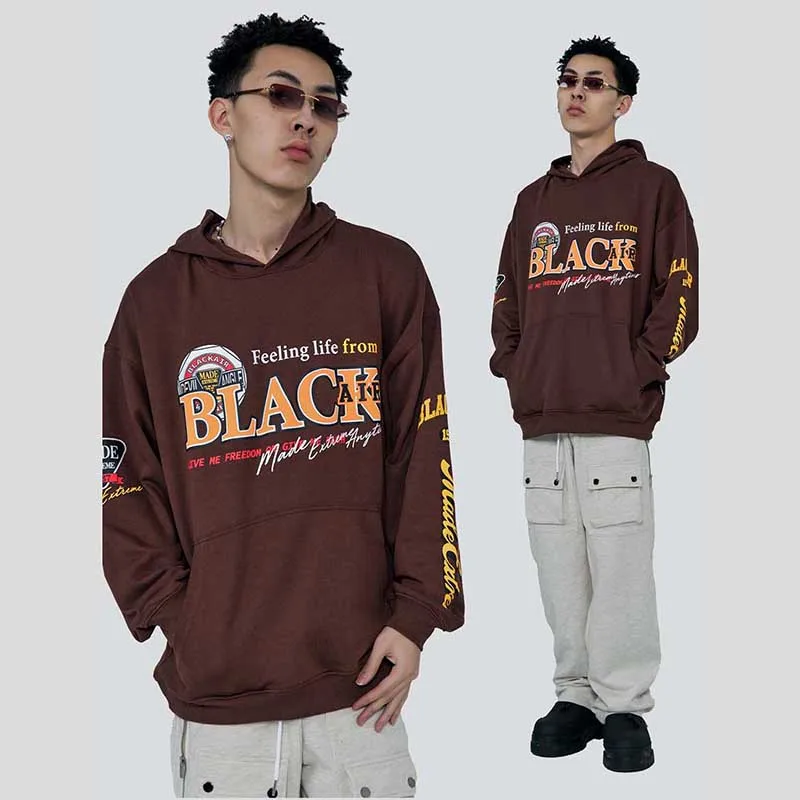 

Vintage Spring Autumn Letter Printed Sweatshirts Streetwear Hip Hop Pullover Hoodies For Male Oversized
