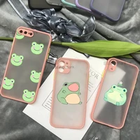 cute frog phone case for iphone 12 11 pro xs max x xr 8 7 plus pink matte translucent cover