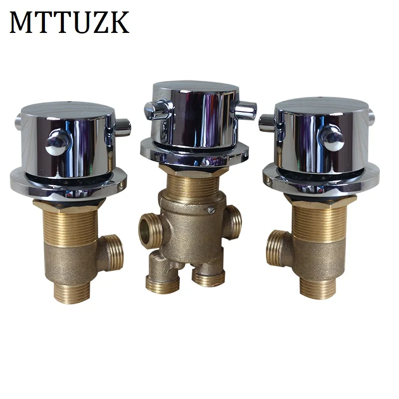 

MTTUZK Solid Brass Chrome Finish Bathtub Hot and Cold Water Control Valve Bath Shower Mixer Bathtub Faucet 3 Piece Set Faucet