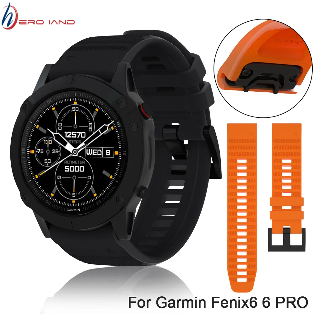 Ремешок для наручных часов Garmin Fenix 6 Pro 5 Plus силиконовый быстросъемный браслет с GPS