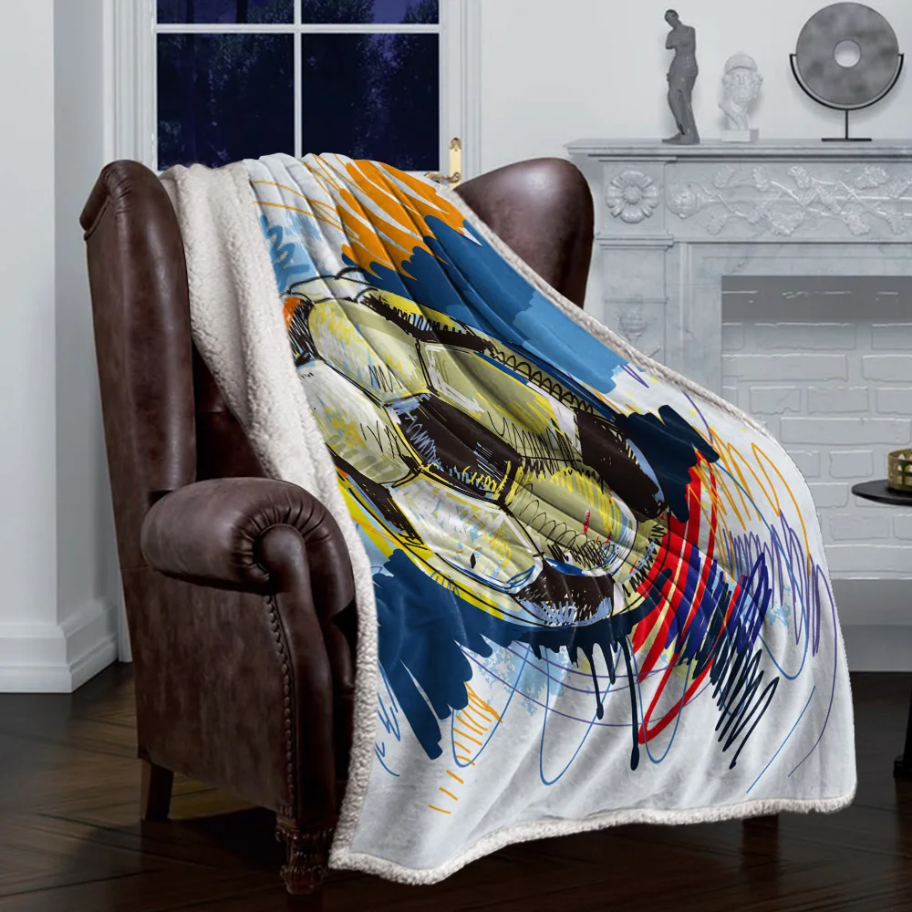 Футбольное акварельное Спортивное покрывало Флисовое одеяло с цветочным