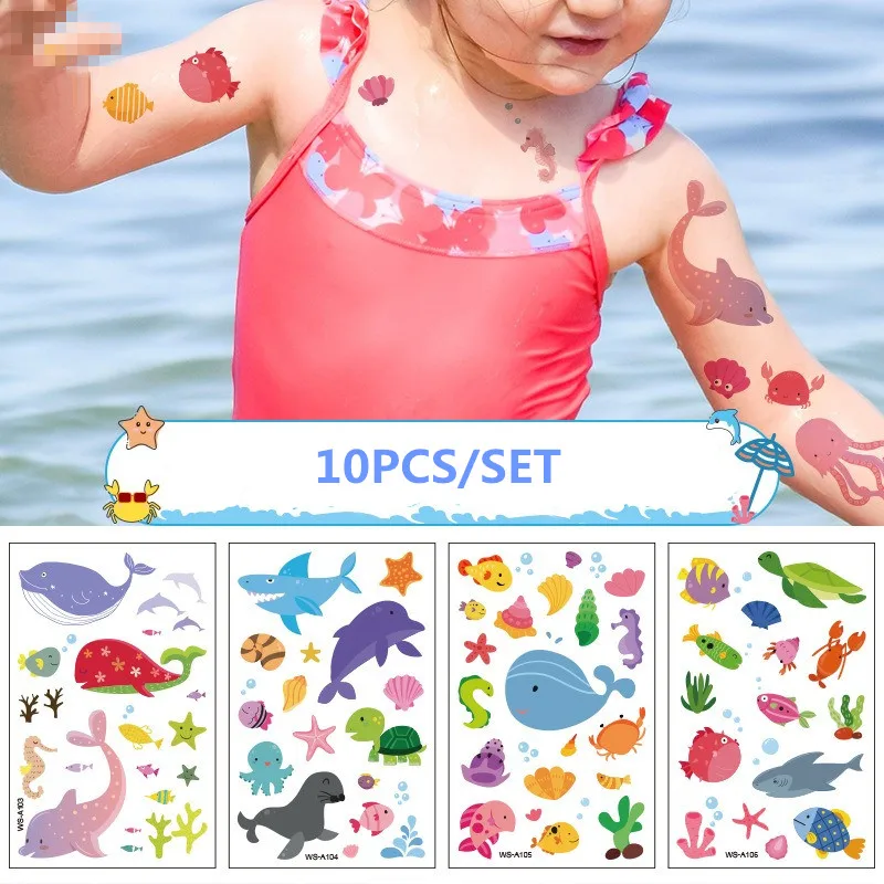 Временная татуировка-наклейка с китами дельфинами для рук ног мальчиков и