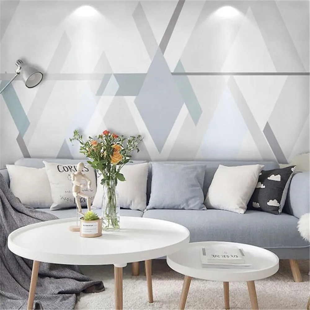 

Milofi Скандинавский современный минималистичный Синий Геометрический фон для гостиной на заказ серый фон настенная живопись обои