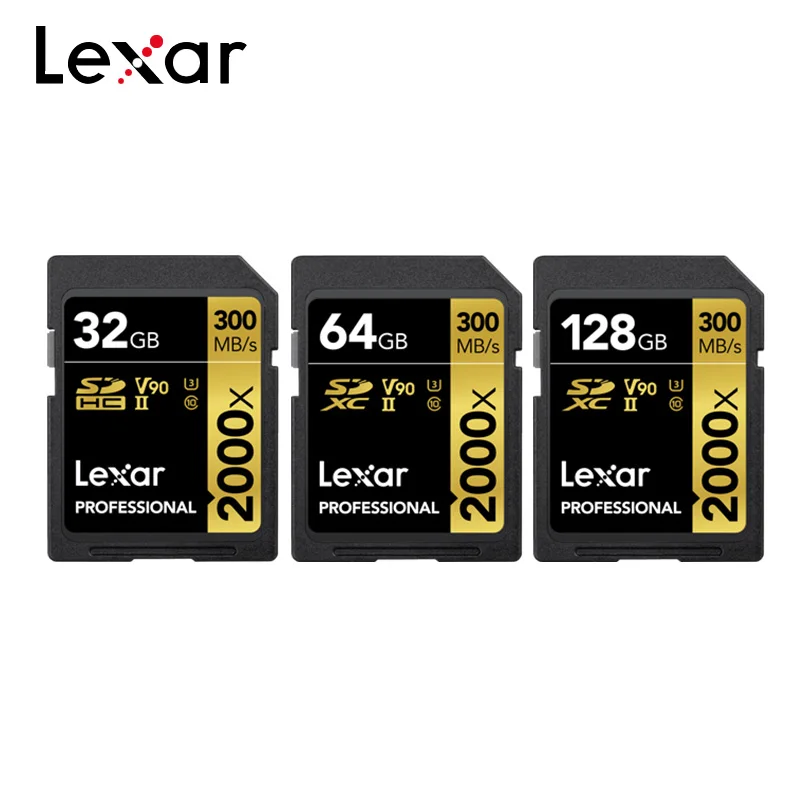 UHS-II SD-карты Lexar Professional 2000x SDHC SDXC до 300 МБ/с. класс 10 U3 V90 128 ГБ 64 32 1080p Full-HD 3D 4K SD-карта |