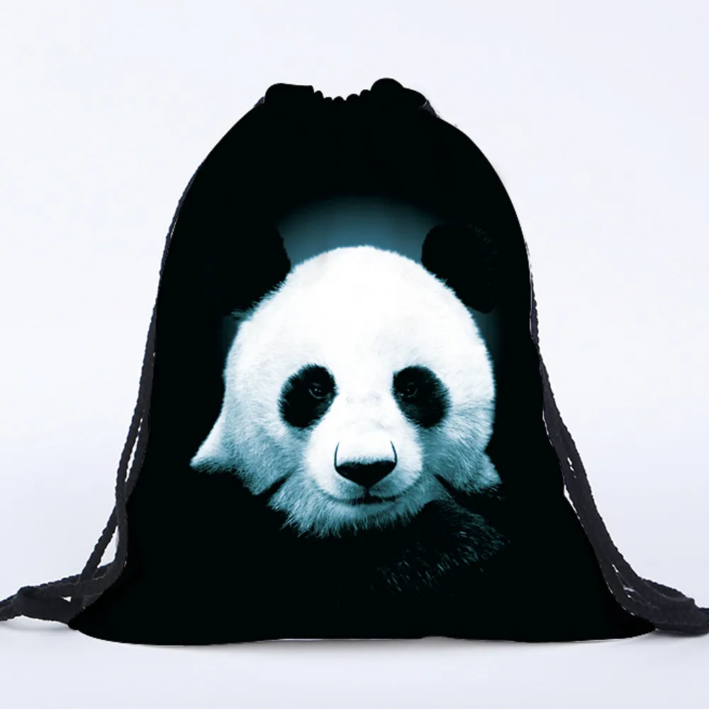 Рюкзак унисекс на шнурке с 3d принтом панды трапециевидная сумка для покупок