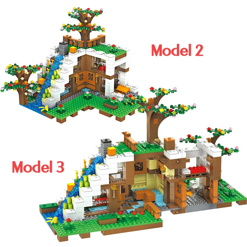 

941 Pcs The Waterfall Base House Tree Building Blocks Series Educational Bricks Gift Toys for Kids