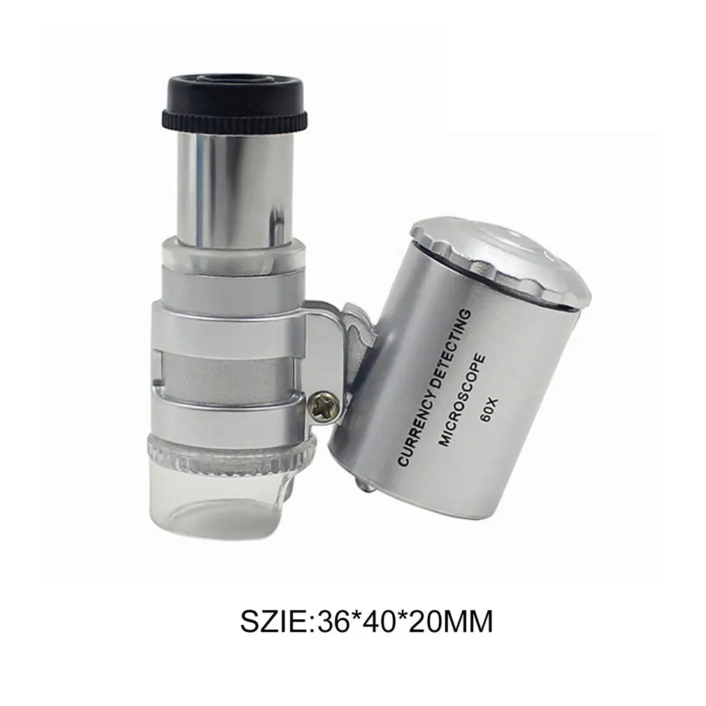 

60X Microscope With LED Lamp Light Portable Pocket Magnifier Magnifying Glass Violet Counterfeit Light