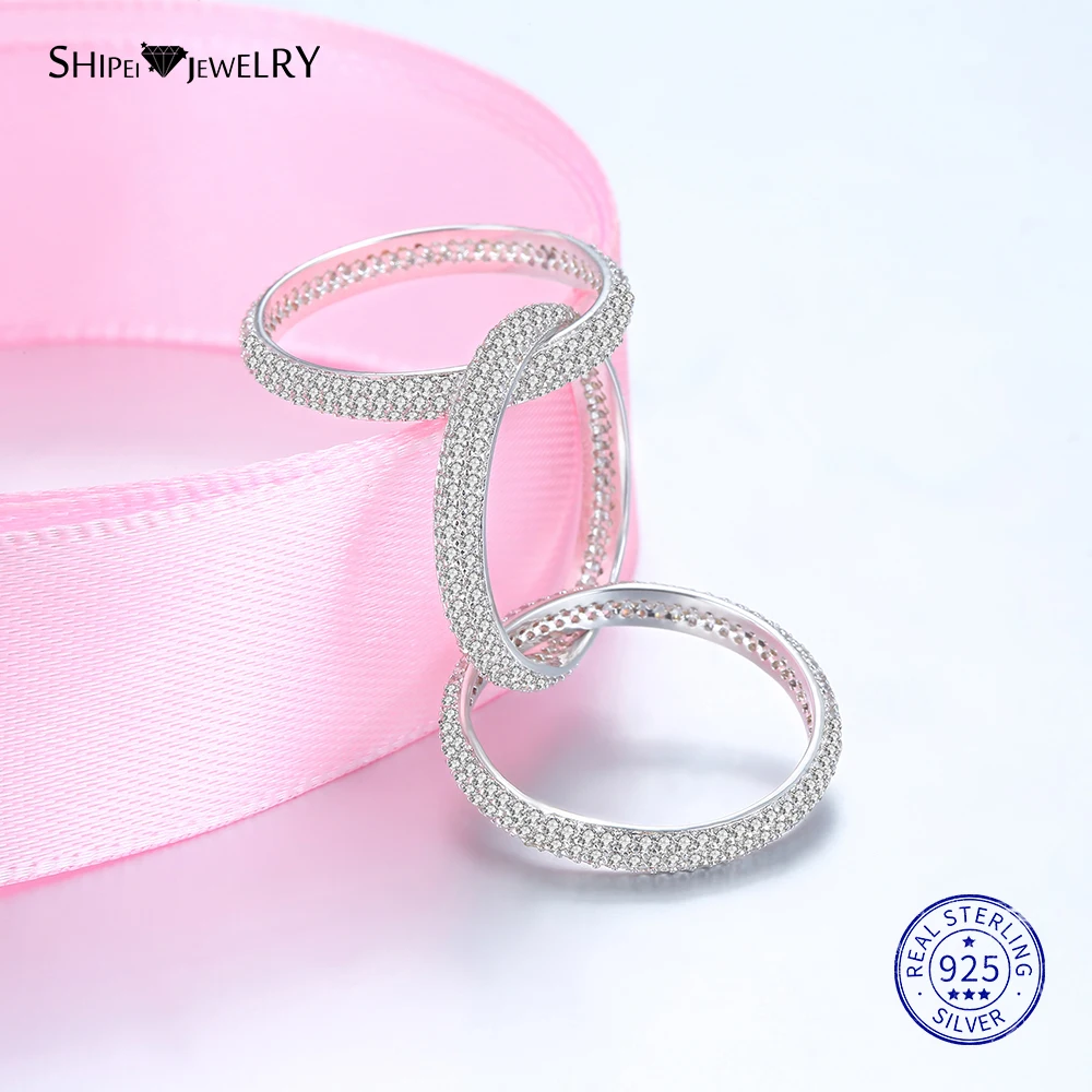 

Shipei 100% 925 Sterling Silver Fine Jewelry Pave Setting Small Sapphire 3 Circle Ring Pendant for Women Anniversary Gift