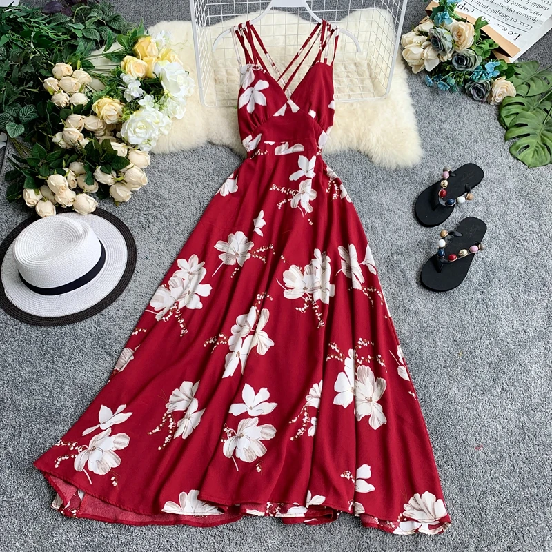 Платье с цветочным принтом MUMUZI 2020 утягивающие платья на бретельках треугольным