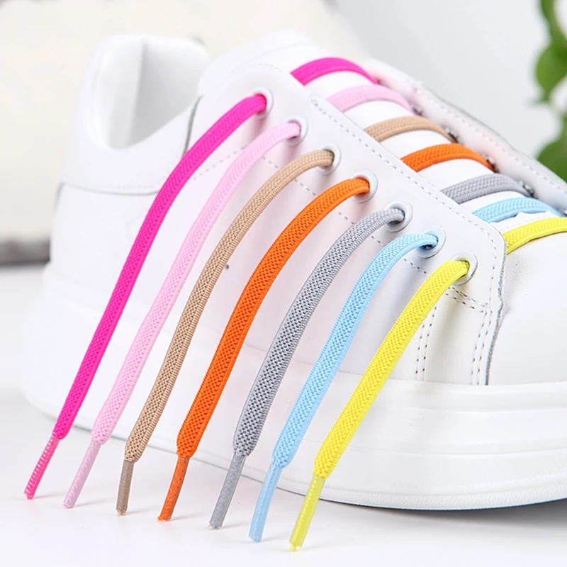 100CM Black Shoelaces Flat Elastic Shoes Laces For Sneakers Reticulated Weave No Tie Shoelace Children Adult Lazy Shoe Lace