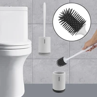 tpr silicone head toilet brush quick draining clean tool wall mount or floor standing soft bristles cleaning brush