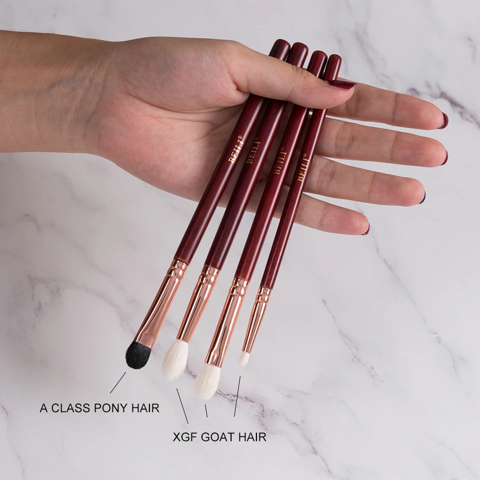 Профессиональная Кисть для макияжа BEILI кисть из козьего ворса бордового и