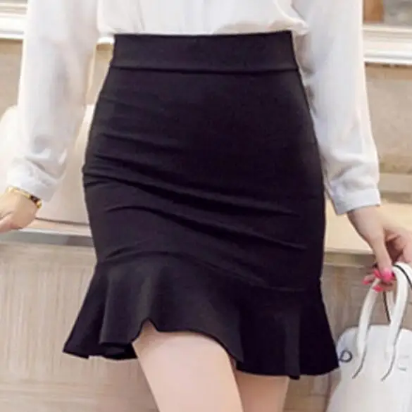 Короткая юбка-карандаш с юбкой-годе черная розовая синяя красная размеры 3XL 4XL 5XL