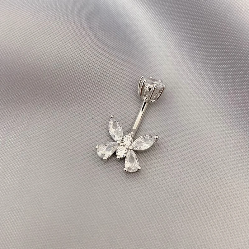 Серебряные кольца для пирсинга пупка с бабочкой 925 пробы украшение тела женщин