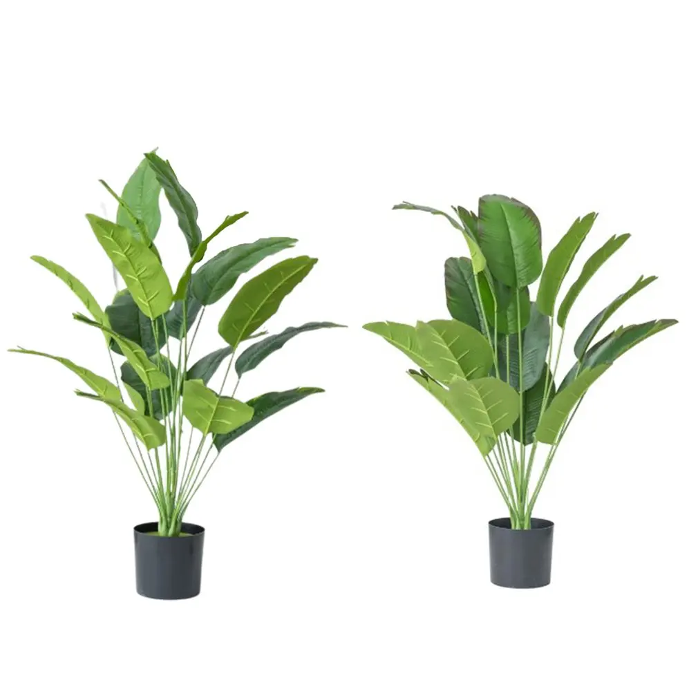 

80cm 18 Leaves Potted Wedding Decor Plant Large Fake Monstera Plastic Palm Tree Leaves For Home Garden Room Office Decor