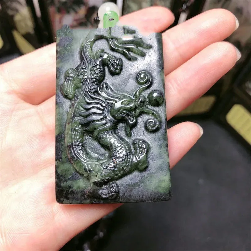 

Natural Tibetan Jade Medicine King Shilong Brand Pendant Tibetan Men and Women Magnetic Serpentine Jade Pendant