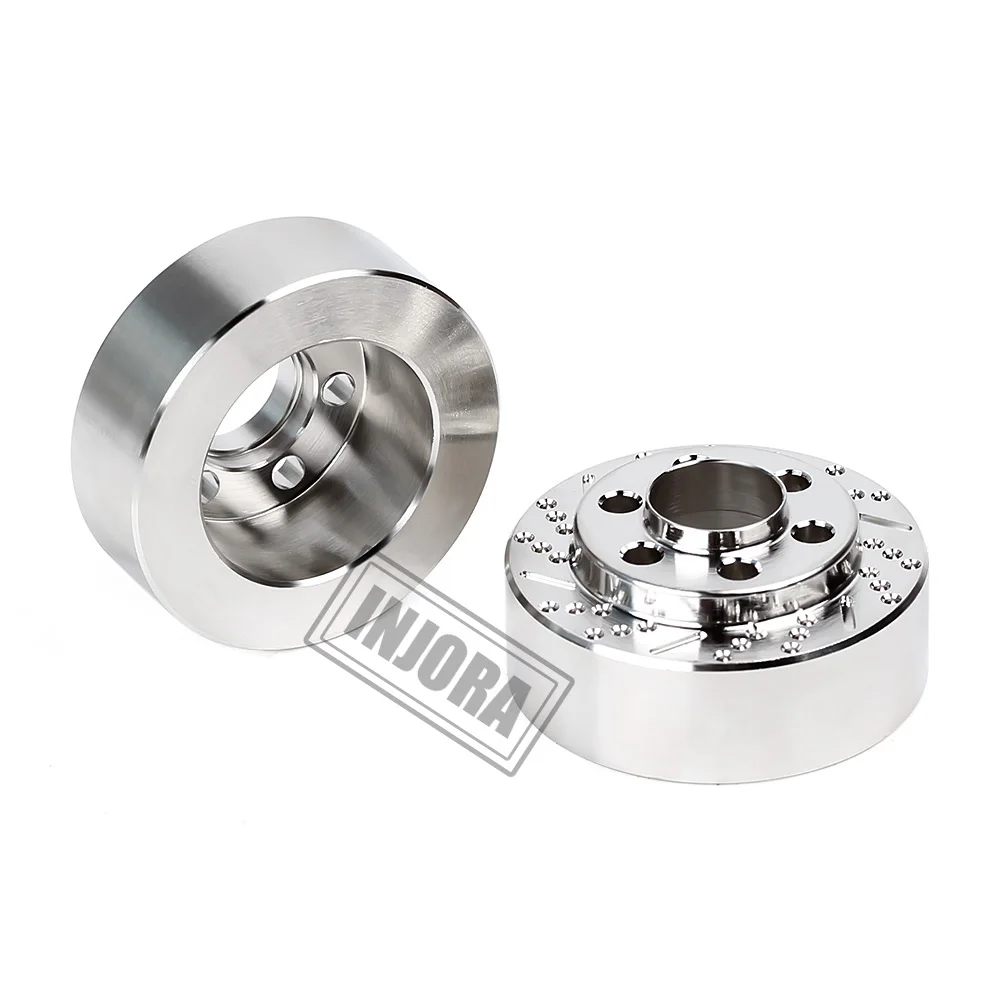 INJORA-discos de frenos anodizados de lat&oacute;n y plata, para rueda de 1,9 y 2,2 pulgadas, TRX4, TRX6, Axial, SCX10, 90046, AXI03007, 2 unidades-5