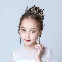 baroque black tiaras and crown crystal wedding hair accessories elegent bridal headband kid flower girls hair jewelry