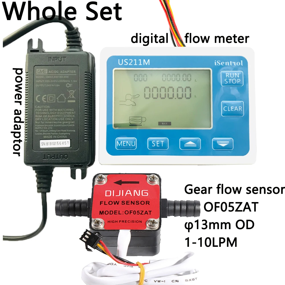 

US211M Oil Flow Meter and Gear Flow Sensor OF05ZAT for Milk Diesel Oil Lubracant OD13mm barb 1-10L/min Honey Dijiang iSentrol