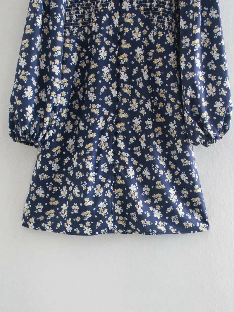 

Women Spring Elegant Floral Dress V neck Above Knee Mini Party Dress Casual Street Wear Printed Office Dress NX9879