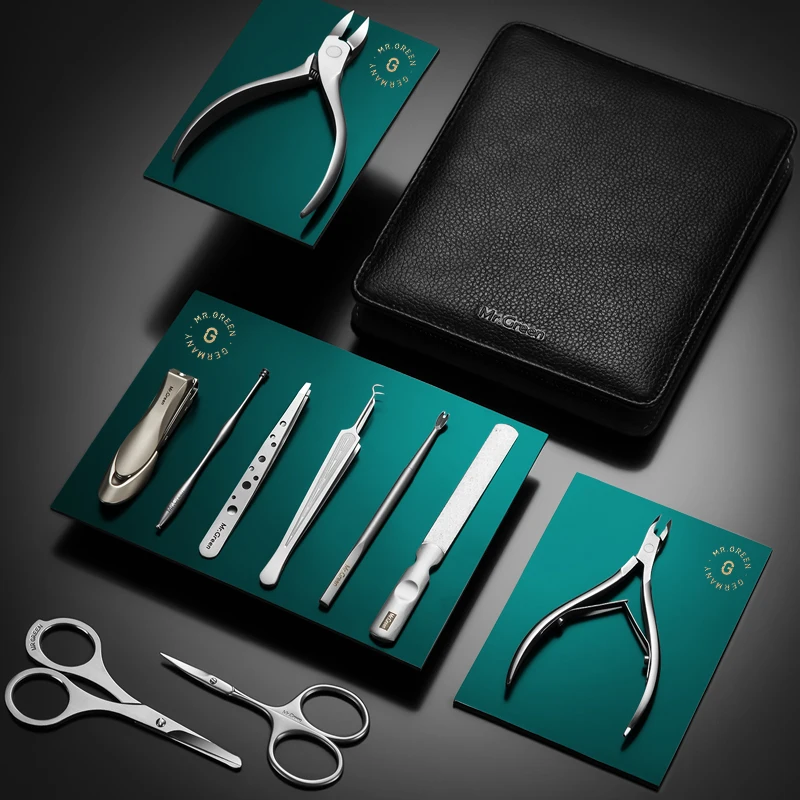 MR. GREEN кусачки для ногтей Ножницы импортные из воловьей кожи 10 в 1 маникюрный набор