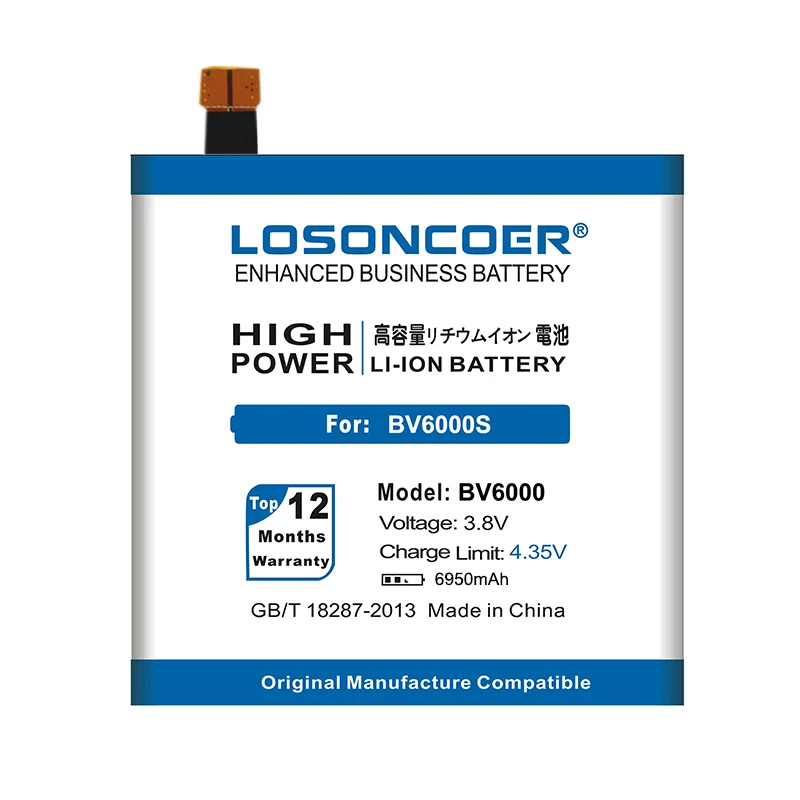 LOSONCOER 6950 мАч BV6000 V756161P батарея для Blackview BV6000 для Blackview BV6000S батарея для сотового телефона