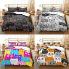 Домашний текстиль Роскошные 3D и рисунками кошек из мультфильма, 23 шт. удобные постельного белья с пододеяльником и наволочками с узором из комплекты Queen и King EUUSAU Размеры