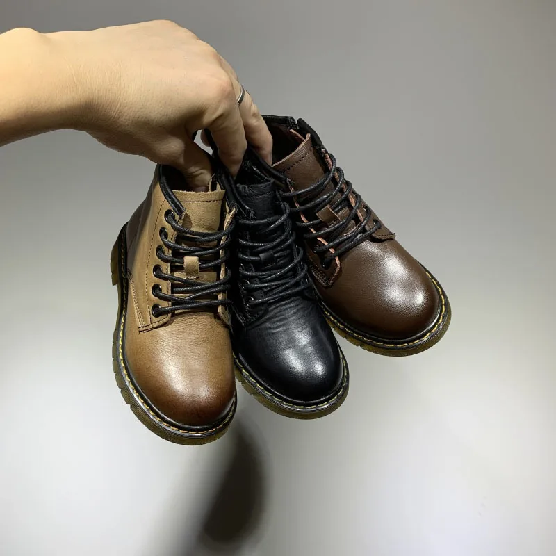 

Children's Leather Martin Boots Autumn & Winter New Children's Boots Girls Shoes Boys Snow Boots Fashion Retro Motorcycle Boots