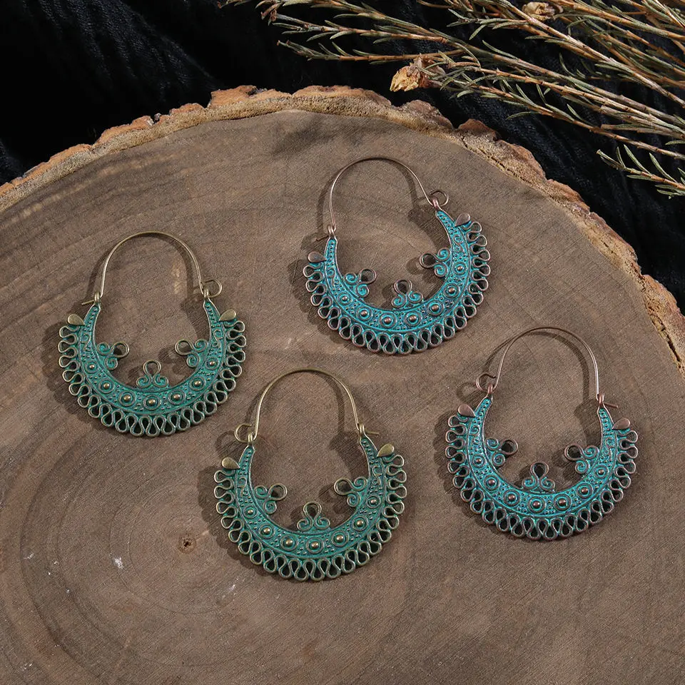 Винтажные этнические антикварные медные бронзовые Висячие серьги для женщин 2019