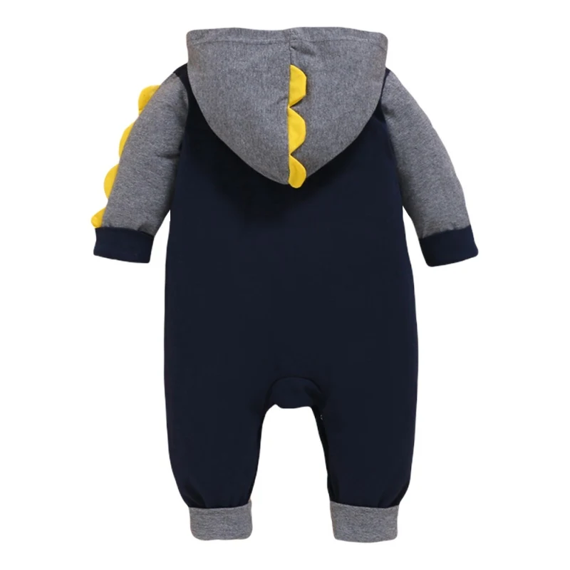 

0-2T Autumn Spring Toddler Newborn Baby Boys Rompers Hooded Cute Cartoon Letter Print Bodysuit