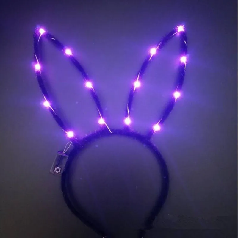 

Women Girl Leds Glowing Long Bunny Ears Headband Kids Adults Flashing Headwear Halloween Glow Party Supplies