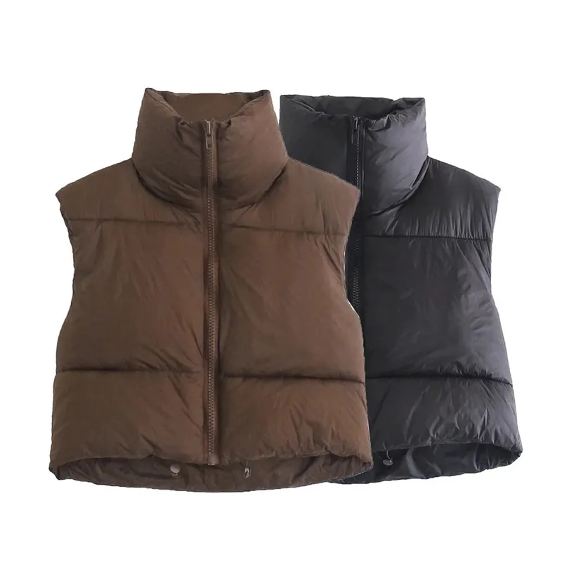 

Новинка Осень 2021, женская одежда ZA, модная универсальная Повседневная жилетка с хлопковой подкладкой в европейском и американском стиле