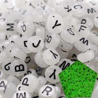 new 100pcs 47mm mixed luminous letter acrylic beads alphabet loose spacer beads for jewelry making diy charms bracelet necklace