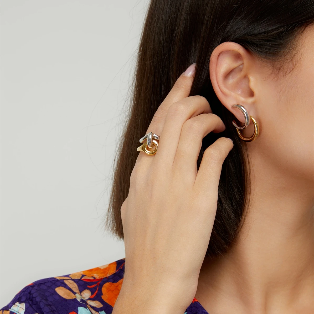 Европейский и американский стиль креативный дизайн двойной круг серьга