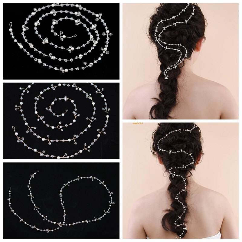 TOPQUEEN серебряные золотые свадебные волосы лоза Длинные головные уборы для