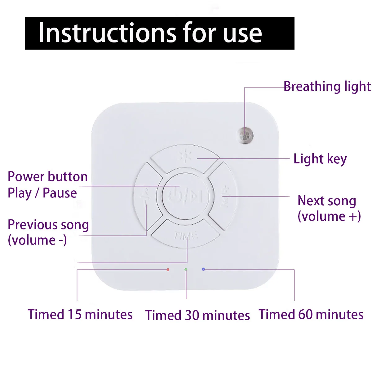 

USB Rechargeable White Noise Machine Timed Shutdown Sleep Sound Machine for Sleeping Relaxation for Baby Adult Office Travel
