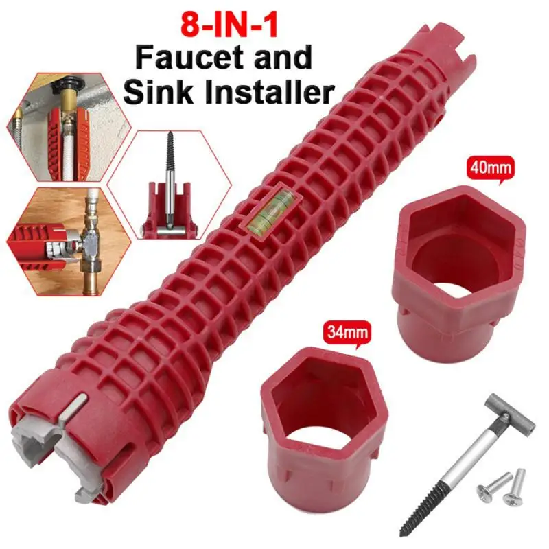 

8 In 1 MULTIFUNCTIONAL SINK FAUCET SOCKET WRENCH INSTALLER WATER PIPE SPANNER TOOL Repair Tools