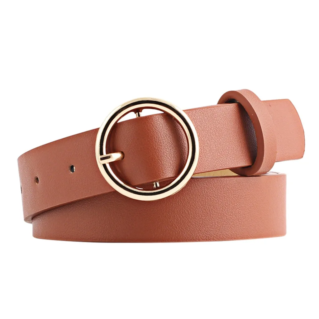 

Fashion Accessories New Round Faux Leather Belt Women's Personality Belt Casual Round Buckle Belt Cinturones Para Mujer Riem