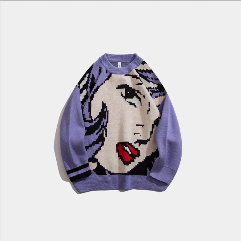 

New Spring High Street Women Sweater Kawaii Funny Comic Cartoon Pullover Female Casual Harajuku Clothes Couples Jumper Mujer
