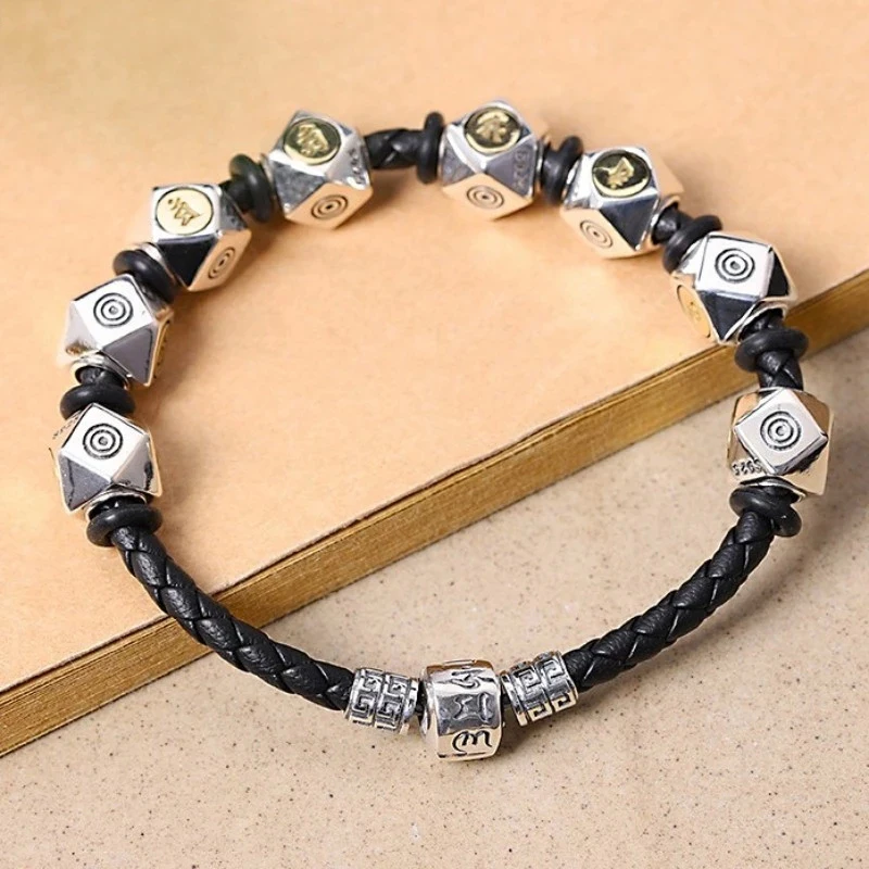 

100% 925 Sterling Silver Bracelet Thai Silver Handmade Eight Life Guardian Buddha Pure Argentum Hand Chain For Women Men Jewelry