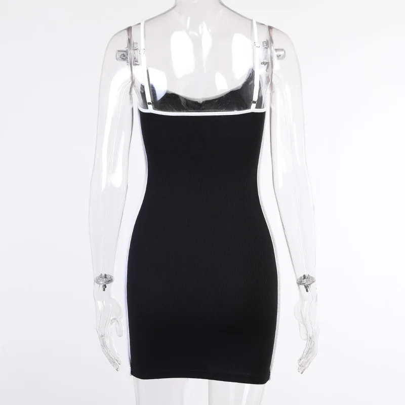 

Summer Patchwork Ribbed Bodycon Dresses for Women 2021 Fashion Sleeveless Backless Club Party Sexy Solid Dress Vestido De Mujer