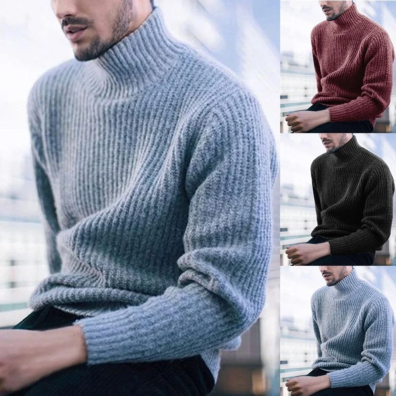 ZOGAA 2019 Winter Men Turtleneck Sweater Warm Fashion Solid Knitted Mens Sweaters Casual Male Slim Pullover Tops | Мужская одежда