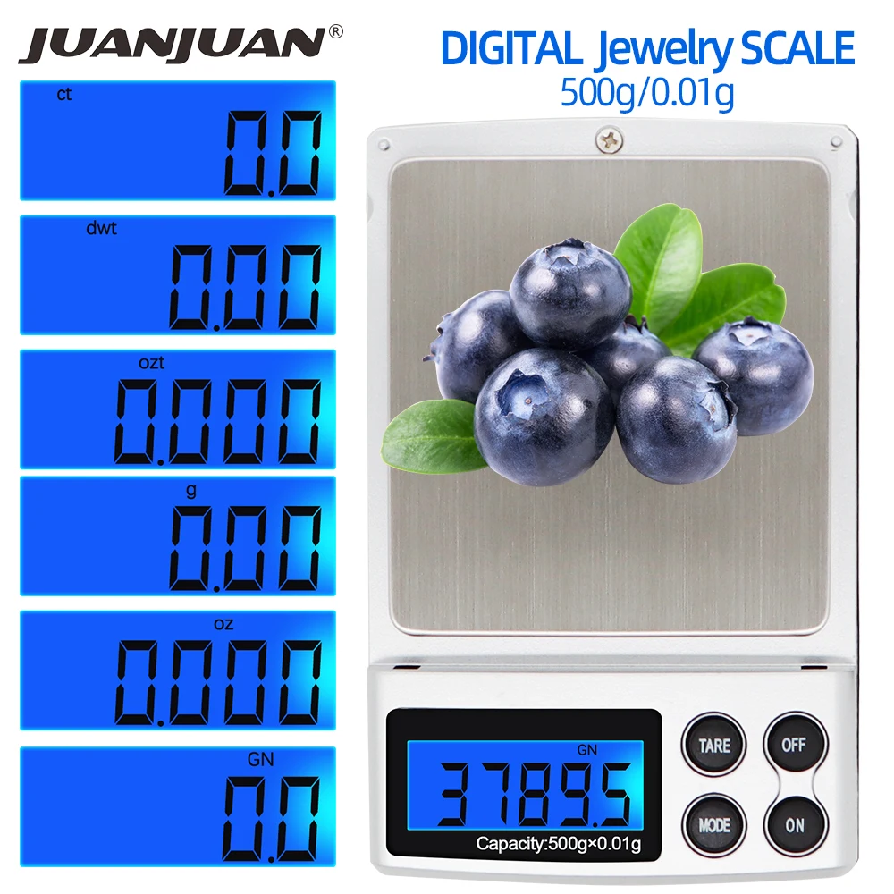 

50 pcs 500g x 0.01g Digital Mini Scale Jewel Pocket Balance Diamond Weighing Gram Kitchen Scales with BackLight 30%OFF