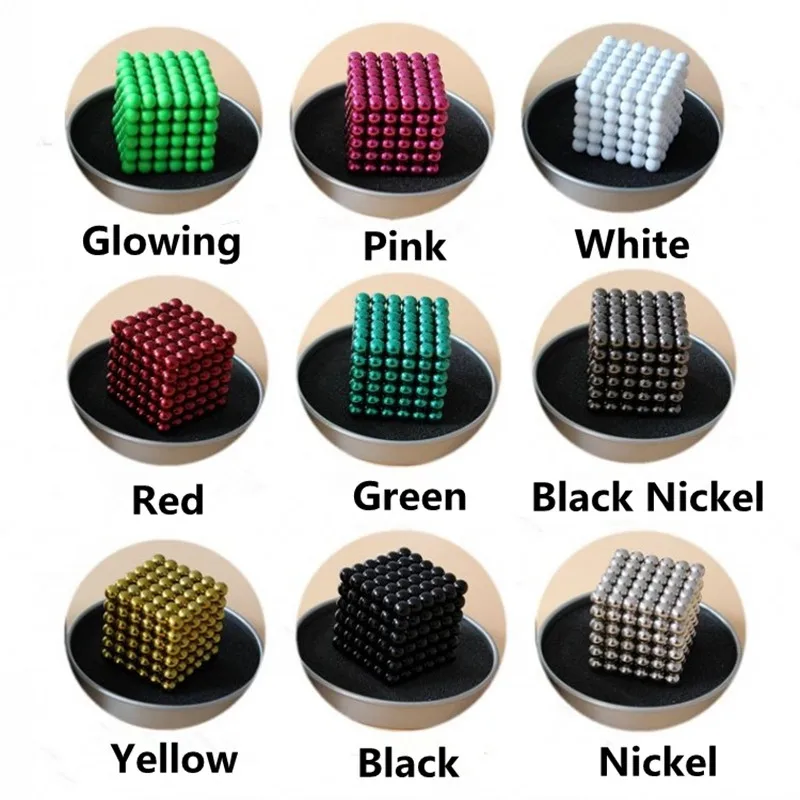 Новинка, 5 мм, 216 шт., магнитный магический куб, Bucky Puzzle Magcube, блоки, Neo Cube Balling с металлической коробкой