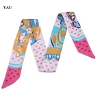 Бренд 95 см * 5 см ремешок для сумки с принтом Love Heart маленький шарф женский саржевый шелковый шарф повязка на голову длинные шарфы сумка аксессуары лента