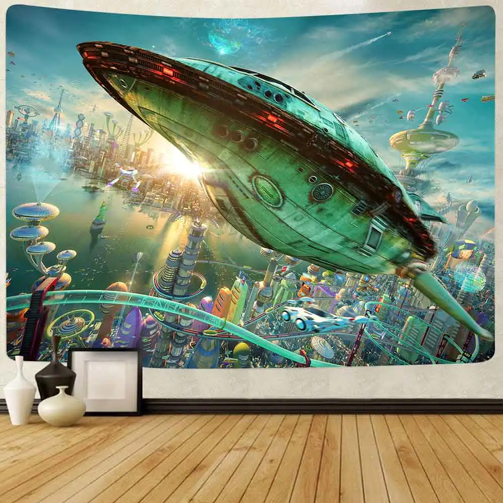 

Cartoon Kids Tapestry Sailboat Island Airship Art Wall Hanging Tapestries for Living Room Home Blanket Dorm Decor
