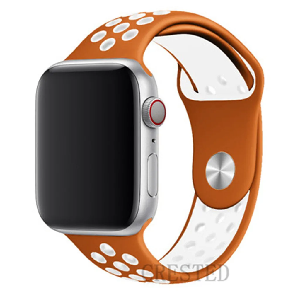 Orange silver Спортивный ремешок для apple watch band 44 мм/40 мм apple watch 5 4 3 band iwatch band 5 42 мм/38 мм correa браслет ремень аксессуары для часов - Цвет ремешка: Orange silver