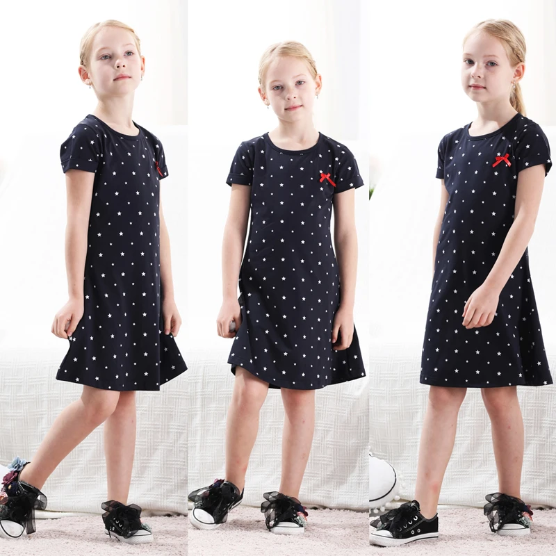 Детское Хлопковое платье с коротким рукавом на возраст 1-13 лет | Детская одежда и